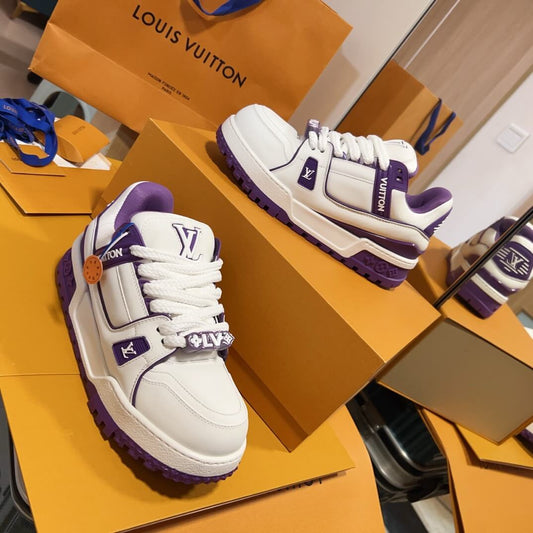 Trendy Purple Leather Sneakers