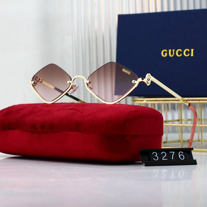 Gafas de sol de moda con media montura y rombos