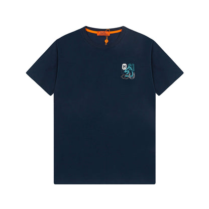 Camiseta azul bordada