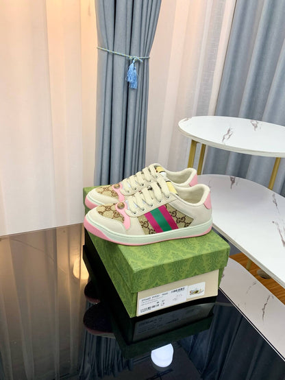 Pink and Green Stripe Sneakers