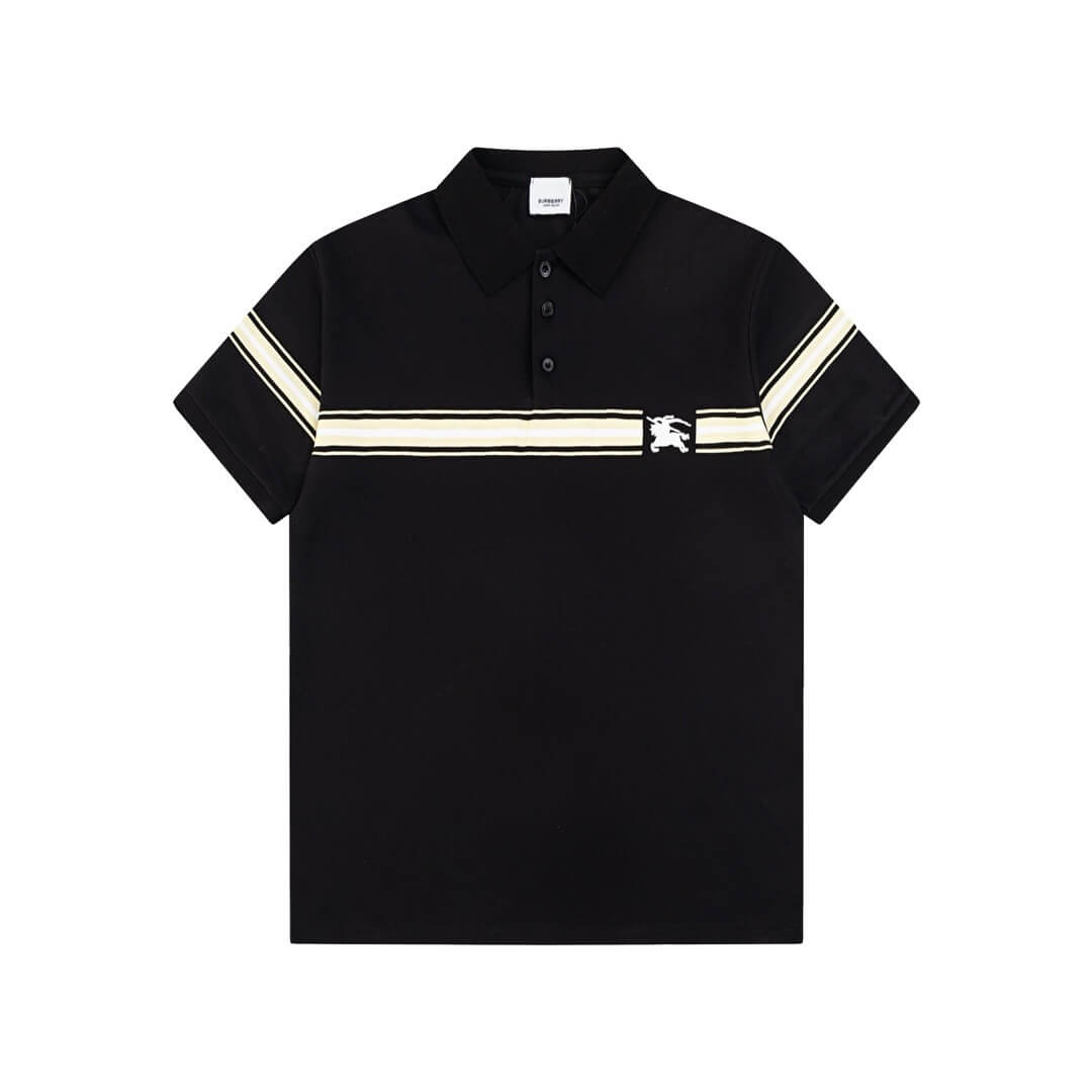 Camiseta polo con bordado de caballo de guerra a rayas