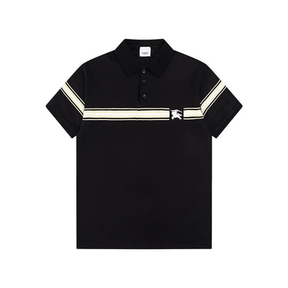 Camiseta polo con bordado de caballo de guerra a rayas