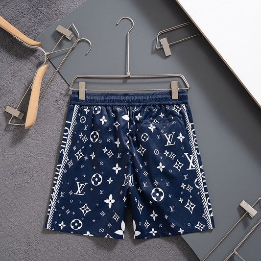 Deep Blue Full Print Beach Shorts