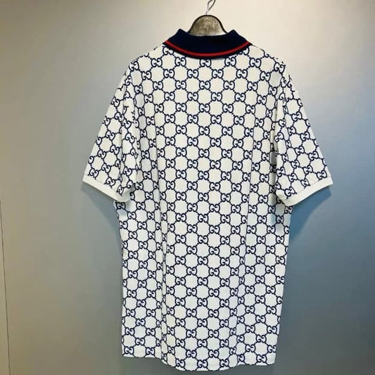 Polo blanc classique à imprimé intégral