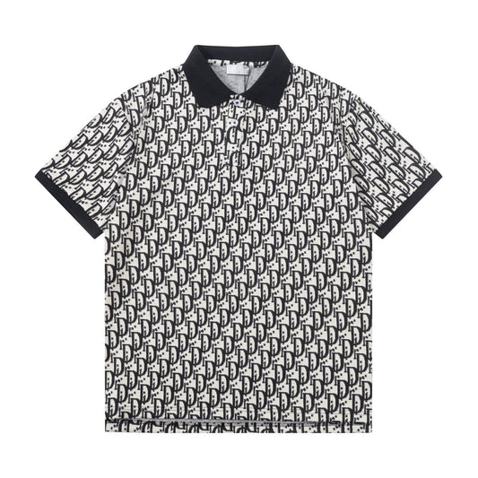 All-Over Jacquard Letter Polo Shirt
