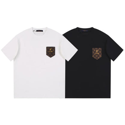2025 New Classic Floral Pocket with Metal Logo T-shirt
