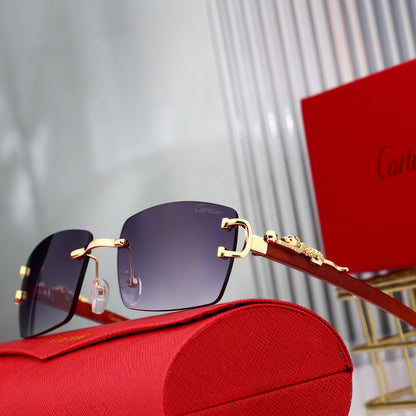 Gafas de sol vintage sin marco con estampado de leopardo