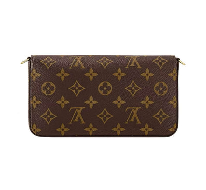 Bolso mensajero clásico marrón con estampado integral