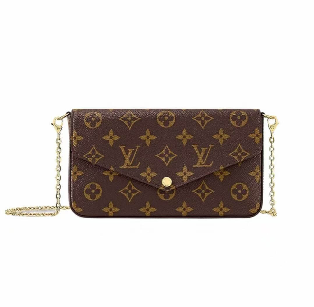 Bolso mensajero clásico marrón con estampado integral