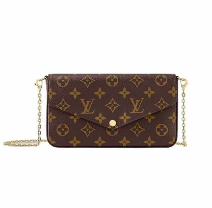 Bolso mensajero clásico marrón con estampado integral