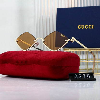 Gafas de sol de moda con media montura y rombos