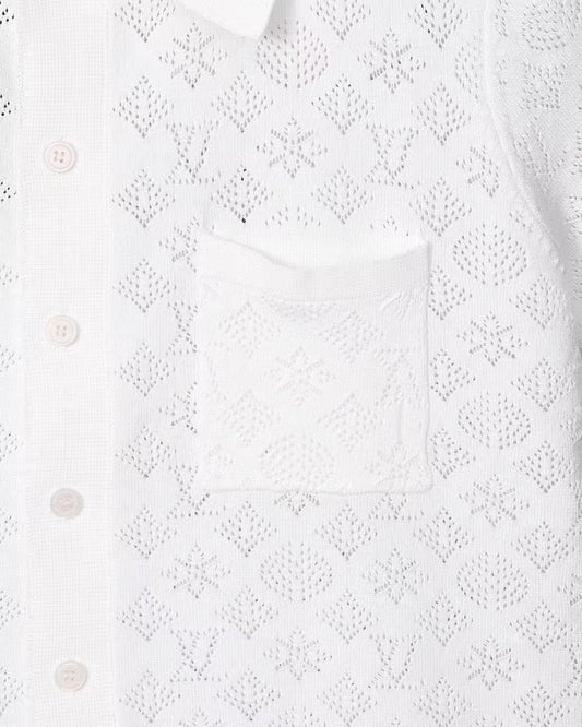 Hollow-out jacquard short-sleeve T-shirt