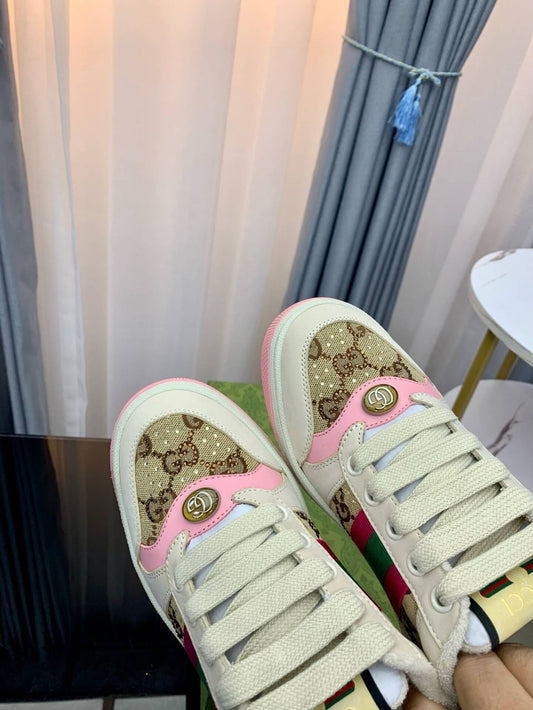 Pink and Green Stripe Sneakers
