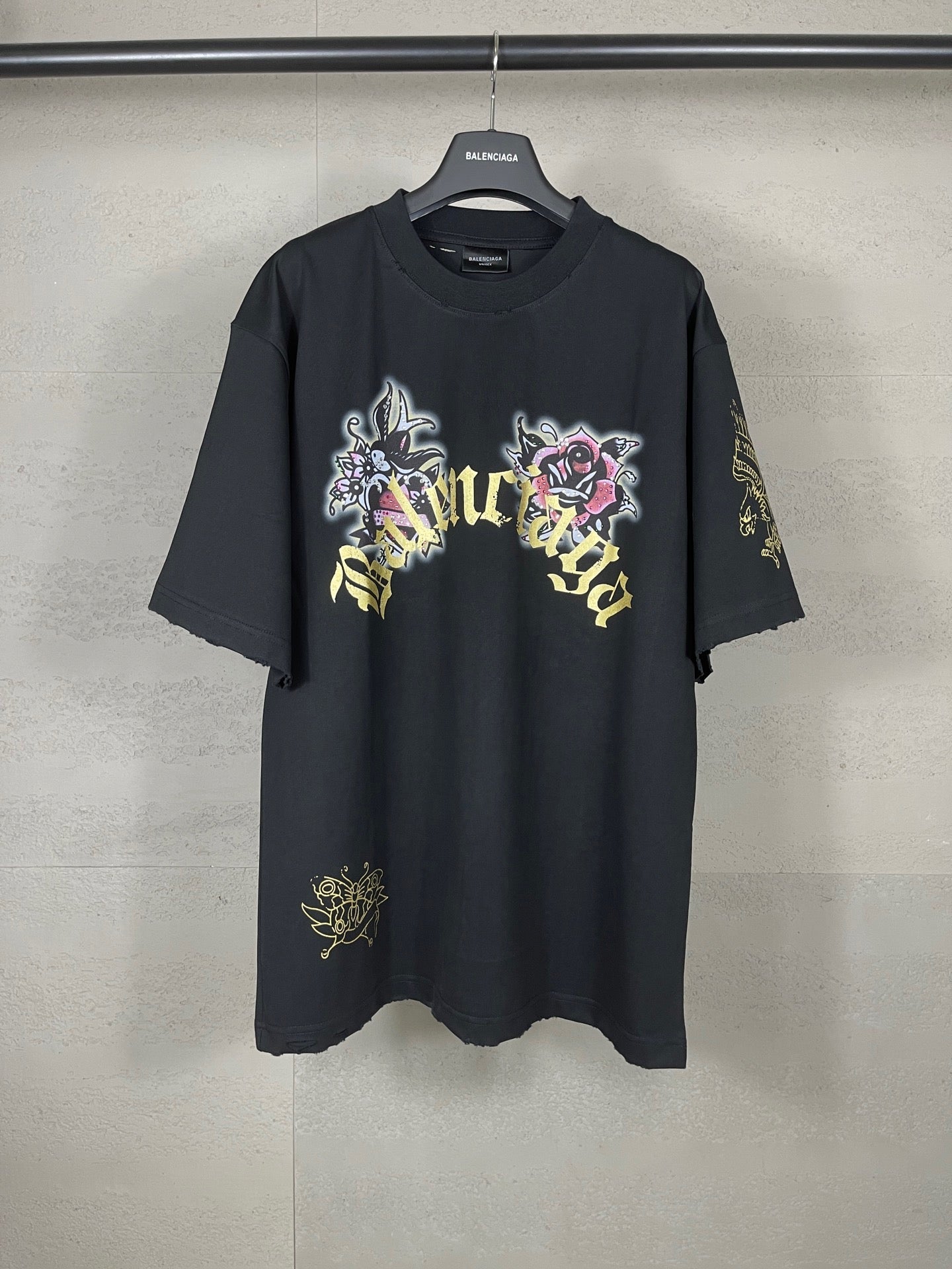 Front & Back Rhinestone Destroyed T-Shirt