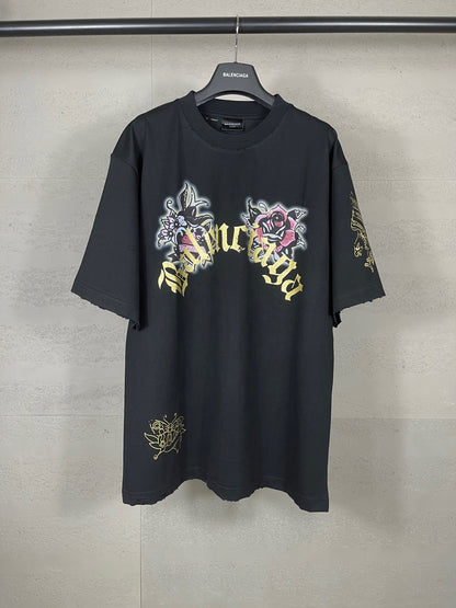 Front & Back Rhinestone Destroyed T-Shirt