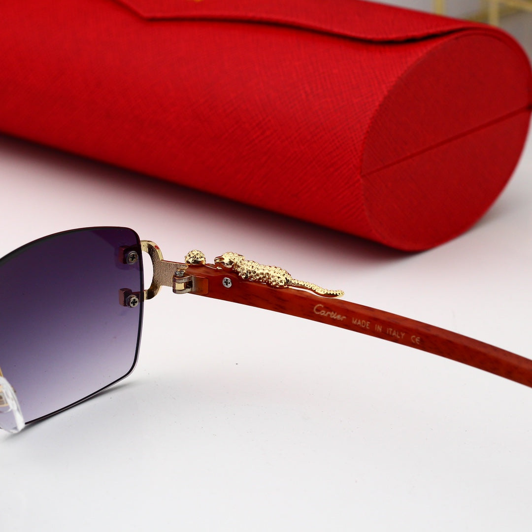 Gafas de sol vintage sin marco con estampado de leopardo