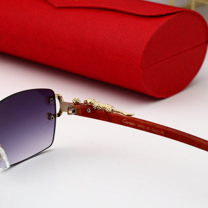 Gafas de sol vintage sin marco con estampado de leopardo