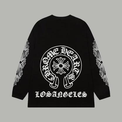 Classic Sanskrit Print Cotton Long Sleeve Shirt