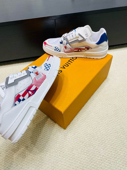 Red and Blue Plaid Sneakers