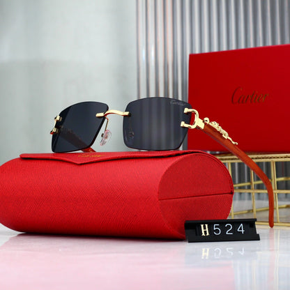 Gafas de sol vintage sin marco con estampado de leopardo