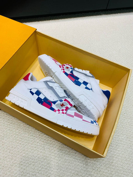 Red and Blue Plaid Sneakers