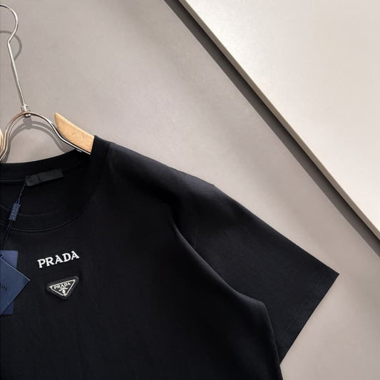 2025 Mini Embroidery Tshirt with Triangle Tag and Red Trim