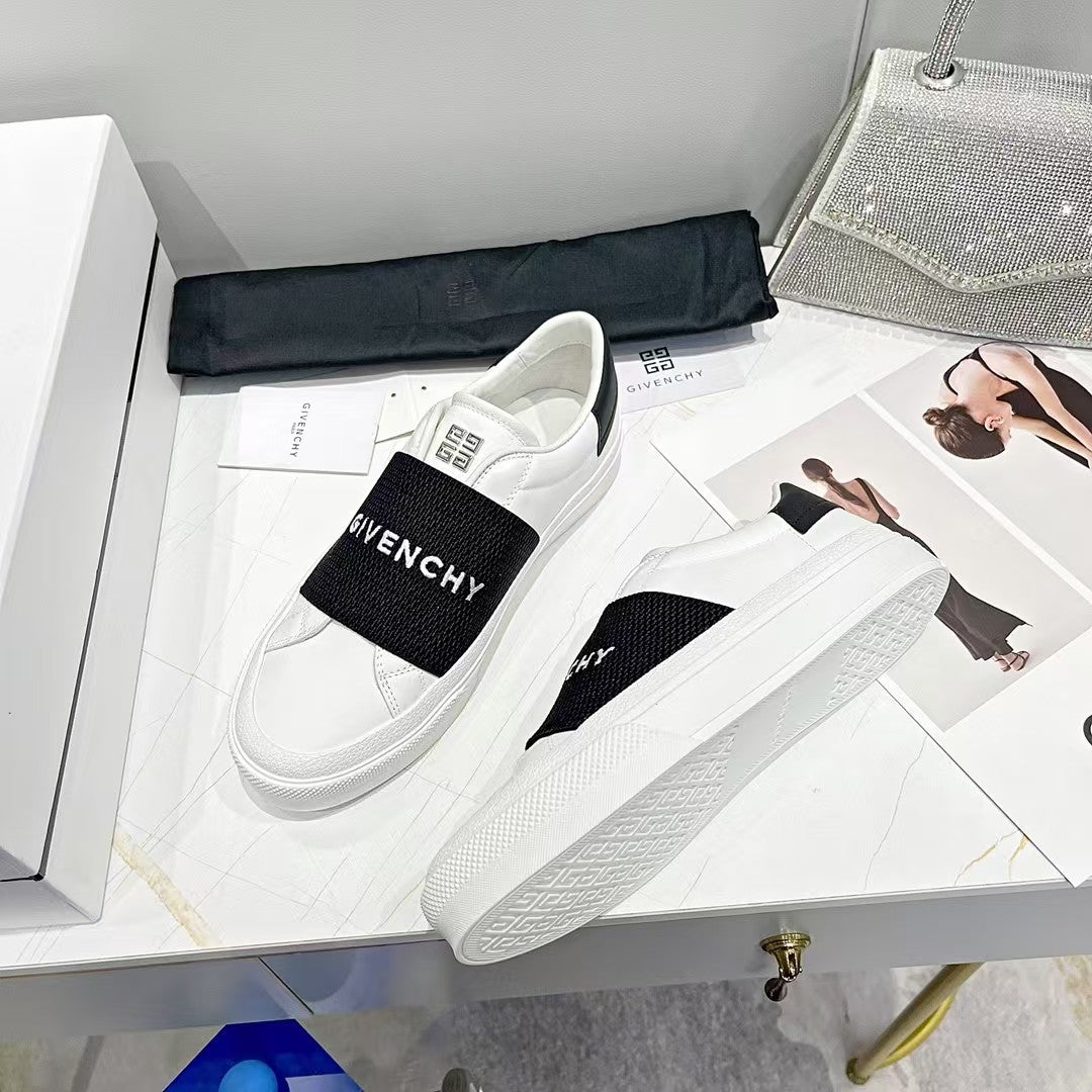 Simple White Sneakers with Lettered Straps