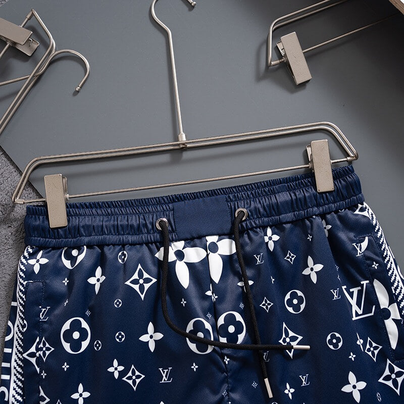 Deep Blue Full Print Beach Shorts