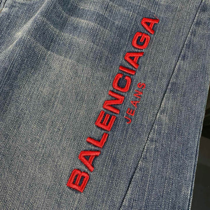 Red Embroidered Jeans