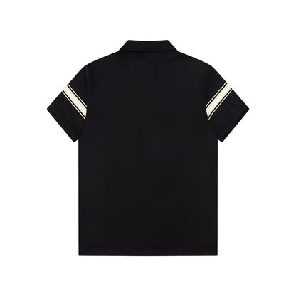 Camiseta polo con bordado de caballo de guerra a rayas