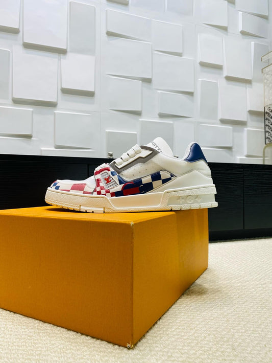 Red and Blue Plaid Sneakers