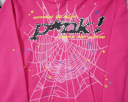 Sudadera con capucha clásica web negra y rosa