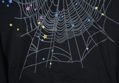 Sudadera con capucha clásica web negra y rosa