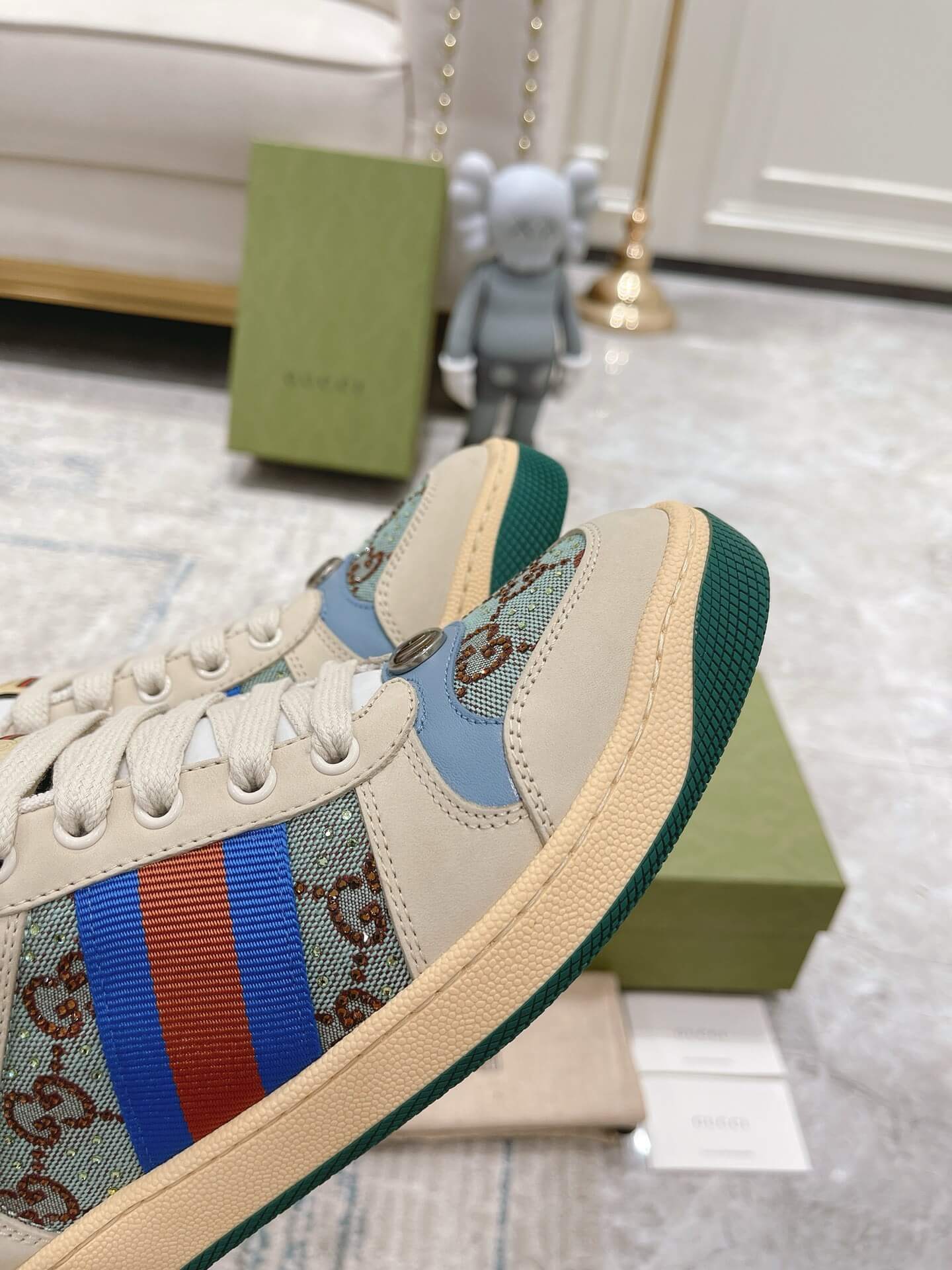 Metallic Double-G Blue Sneakers