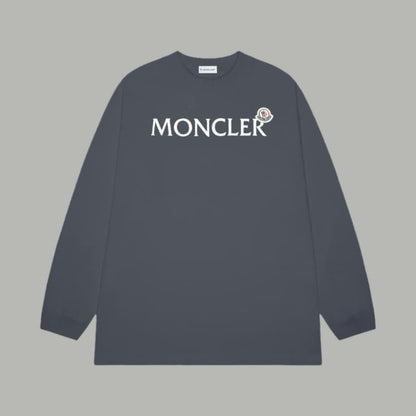 Classic Flocked Letter Cotton Long Sleeve Shirt