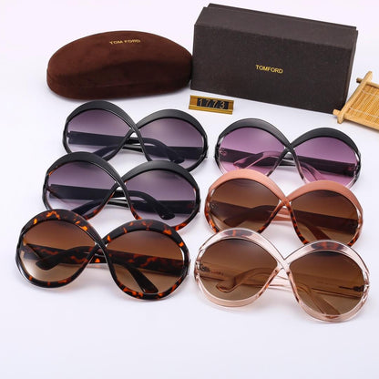 Gafas de sol curvas de montura redonda extragrande de moda