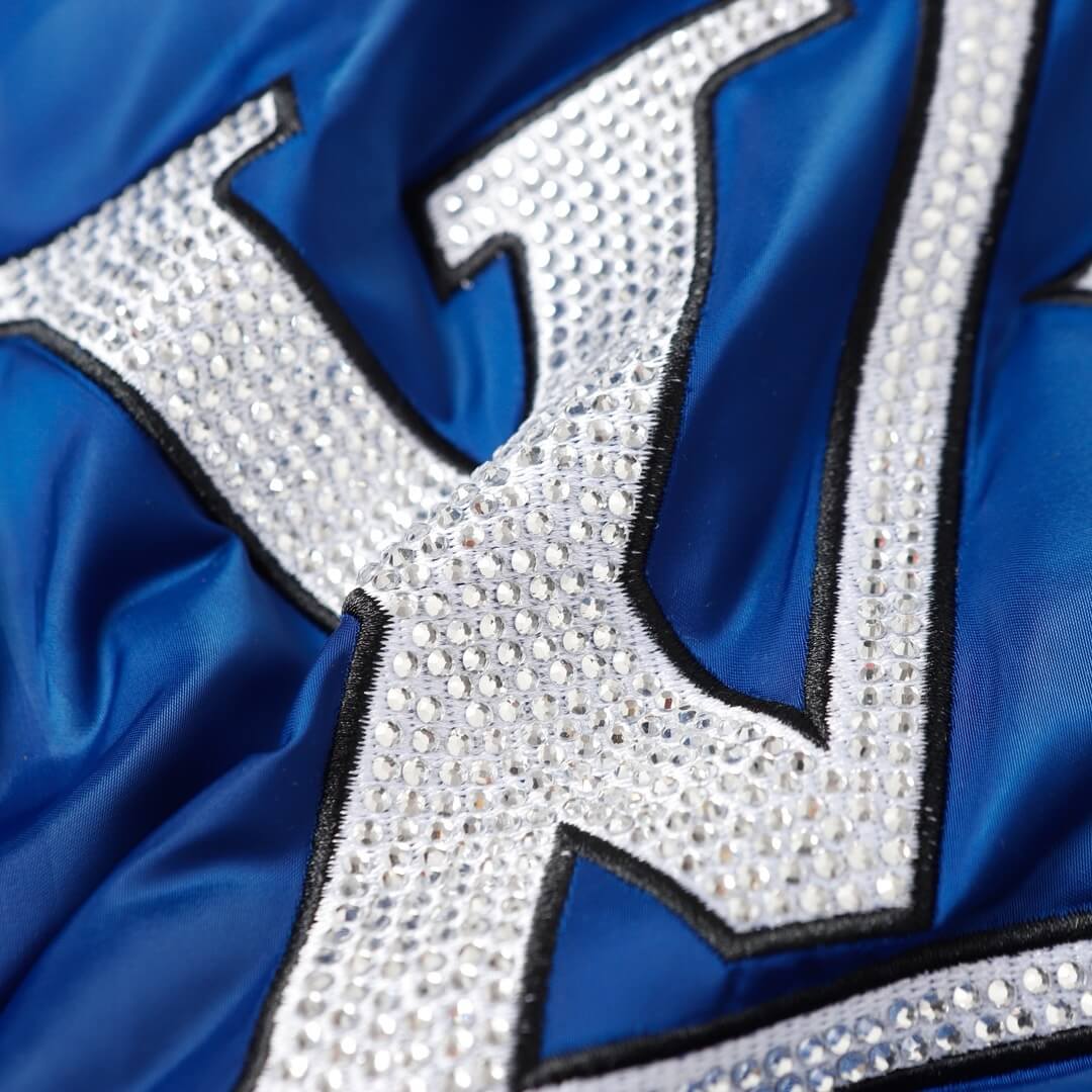 Veste de baseball bleue à strass