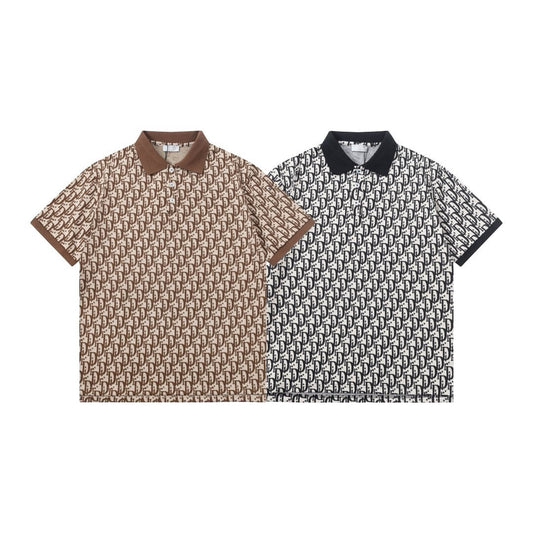 All-Over Jacquard Letter Polo Shirt