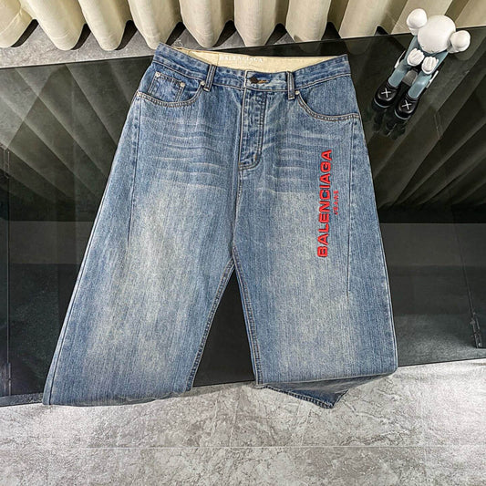 Red Embroidered Jeans