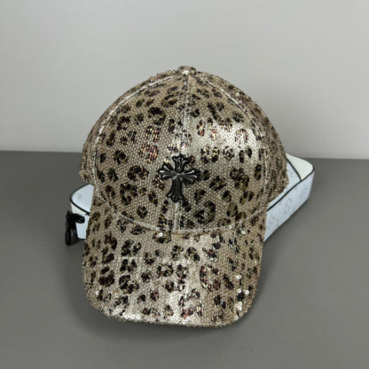 Gorra de lentejuelas con estampado de leopardo de moda vanguardista