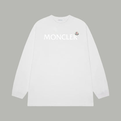 Classic Flocked Letter Cotton Long Sleeve Shirt