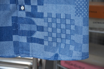 Mosaic Plaid Denim Shirt