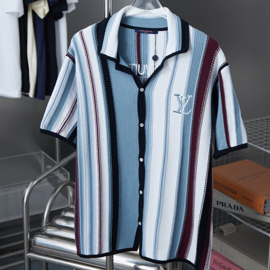 Striped Crochet Short-Sleeve T-Shirt