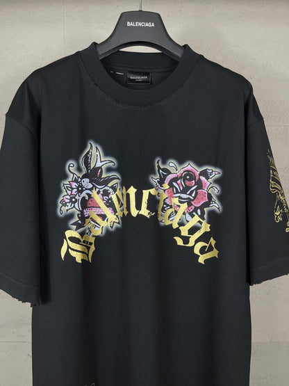 Front & Back Rhinestone Destroyed T-Shirt