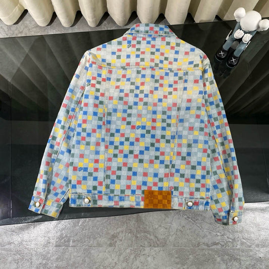 Pixel Checkerboard Denim Jacket