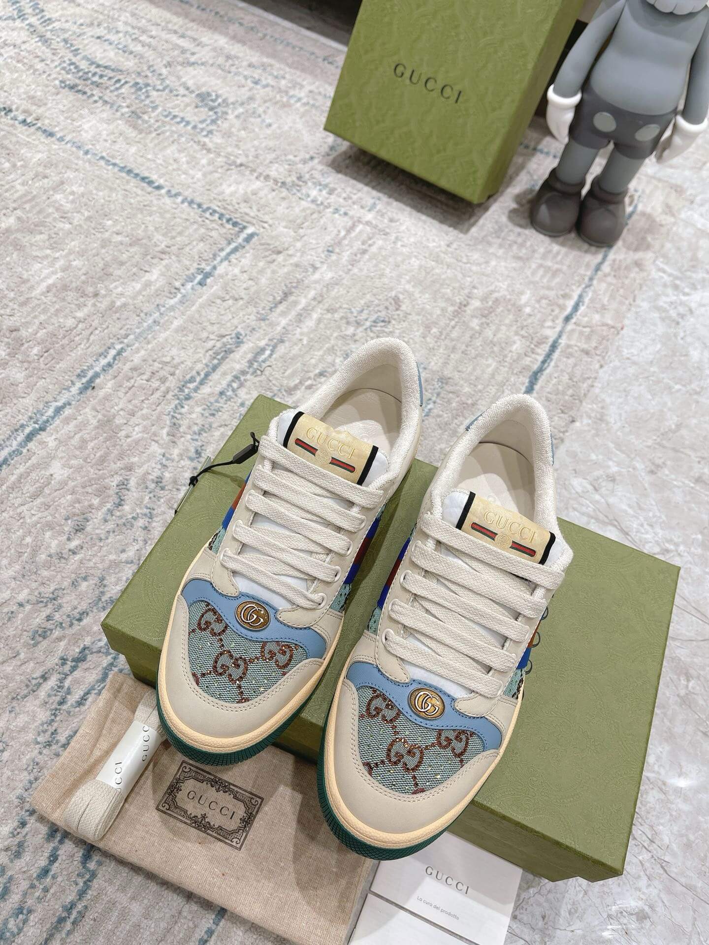 Metallic Double-G Blue Sneakers
