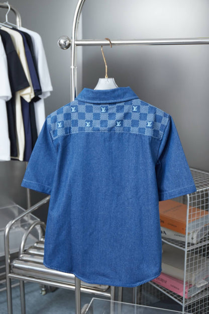 Mosaic Plaid Denim Shirt