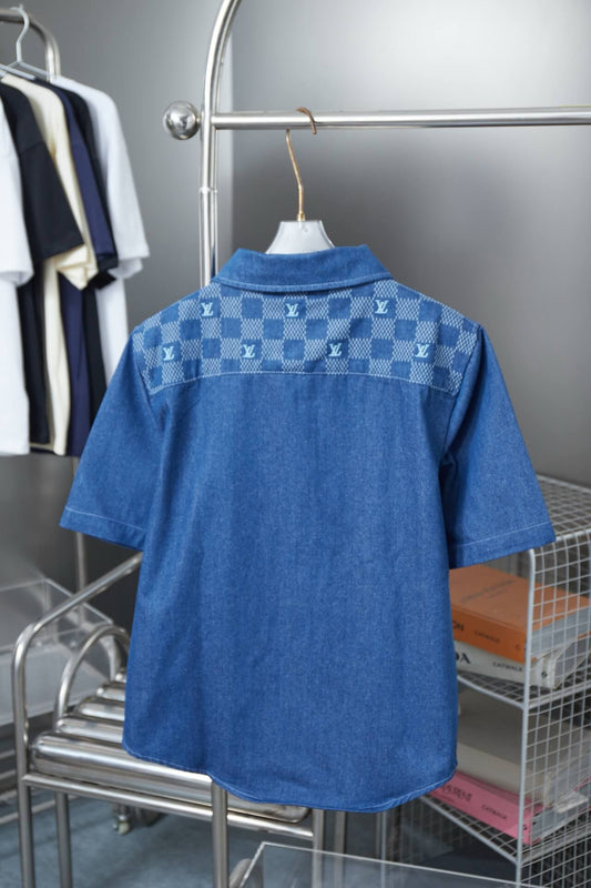 Mosaic Plaid Denim Shirt