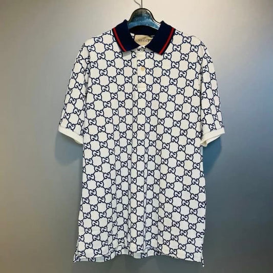 Polo blanc classique à imprimé intégral