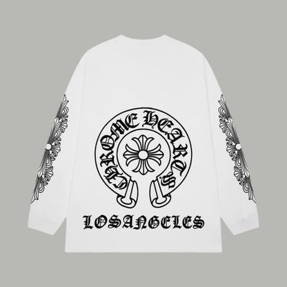 Classic Sanskrit Print Cotton Long Sleeve Shirt